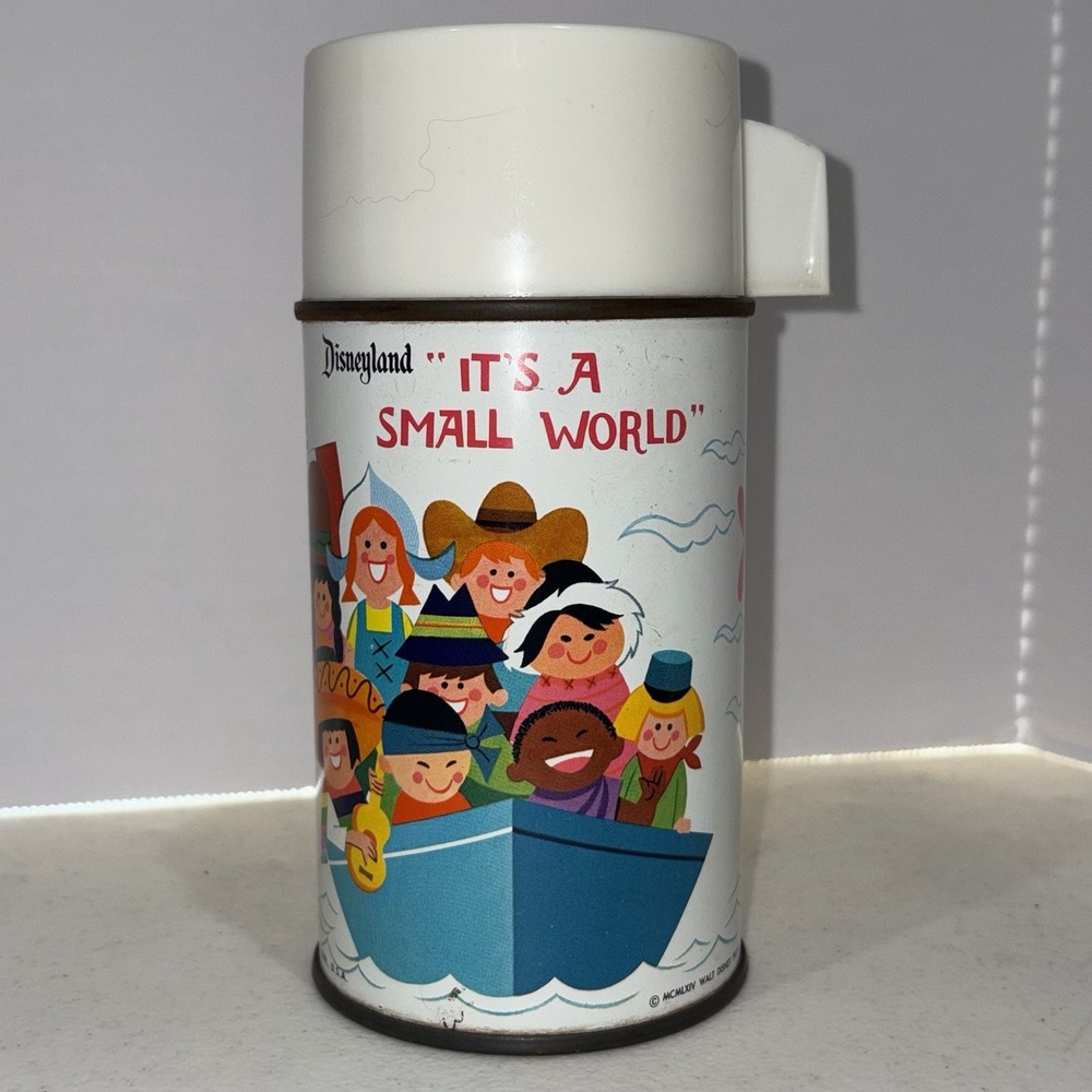 Vintage 1964 Disney It's a Small World Aladdin Thermos Disneyland No Glass Liner